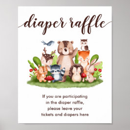 Woodland Windeln Raffle Drop Off Baby Boy Dusche Poster