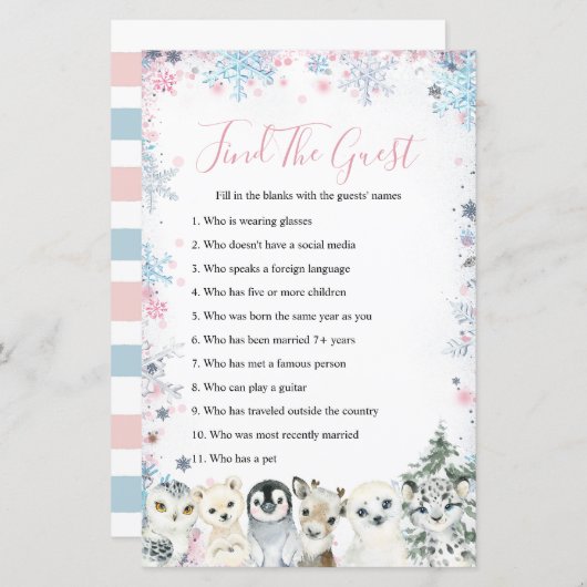 Woodland Winter Animal Artics Finden Sie das Game (Vorne/Hinten)