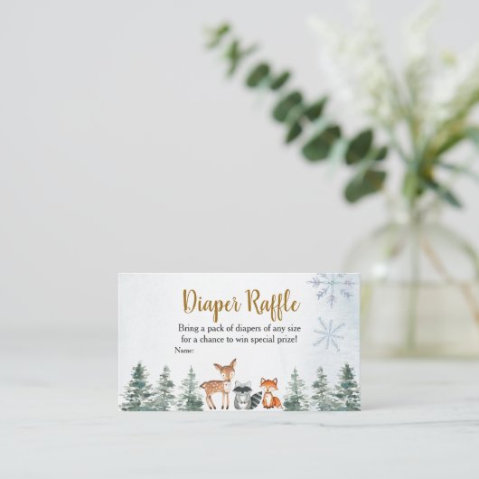 Woodland Winter Animal Baby Dusche Windelwanne Begleitkarte (Stehend Vorderseite)