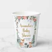 Woodland Winter Animal Forest Baby Dusche Pappbecher (Rückseite)
