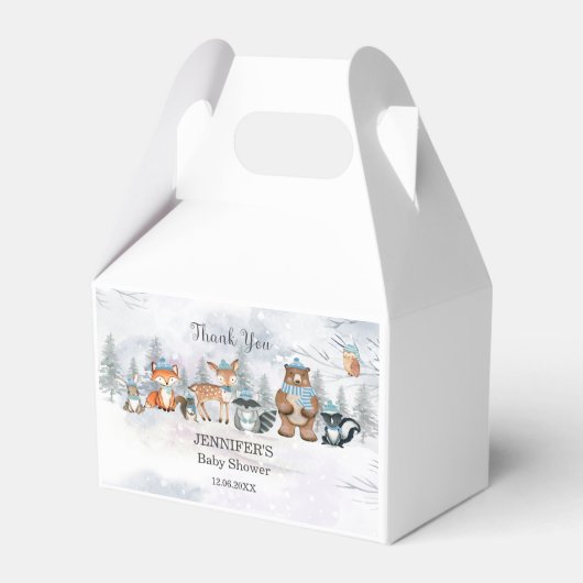 Woodland Winter Animals Kinderdusche Geburtstag Geschenkschachtel (Vorderseite)