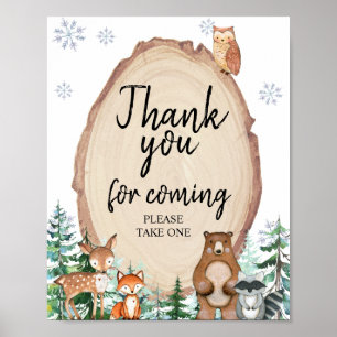 Woodland Winter Animals Vielen Dank für Ihr Kommen Poster