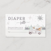 Woodland Winter Baby Duschdusche Windeln Raffle Begleitkarte (Vorderseite)