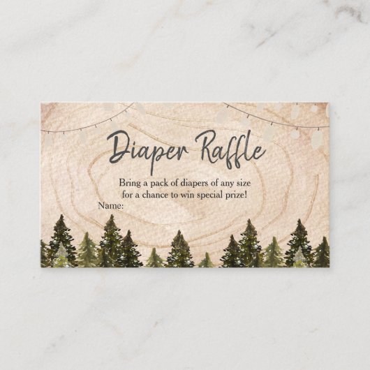 Woodland Winter Baby Duschdusche Windeln Raffle Begleitkarte (Vorderseite)