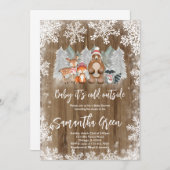 Woodland Winter Baby Dusche Einladung (Vorne/Hinten)