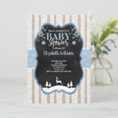 Woodland Winter Baby Dusche Einladung (Stehend Vorderseite)
