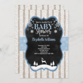 Woodland Winter Baby Dusche Einladung (Vorne/Hinten)