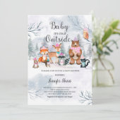 Woodland Winter Baby Shower Girl Invasionwald Einladung (Stehend Vorderseite)