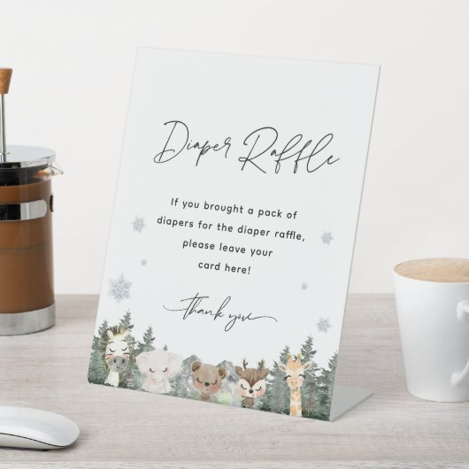 Woodland Winter Babydusche Windelwindeln Raffelzei Sockelschild (In SItu)