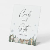 Woodland Winter Babyduschkarten und Geschenke Sockelschild (Vorderseite)
