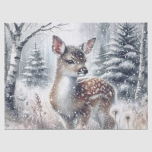 Woodland Winter Fawn Deer Seidenpapier
