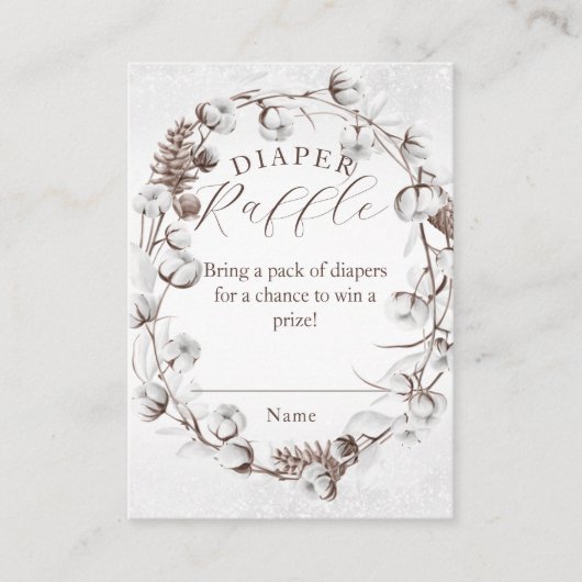 Woodland Winter Floral Diaper Raffle Baby Dusche Begleitkarte (Vorderseite)
