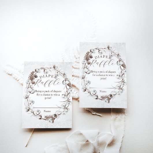 Woodland Winter Floral Diaper Raffle Baby Dusche Begleitkarte