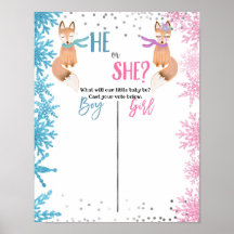 Woodland Winter Fox Animal Voster Board Poster