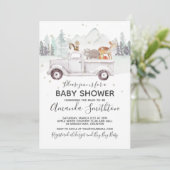 Woodland Winter Fox Babydusche Einladung (Stehend Vorderseite)