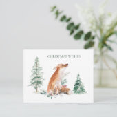 Woodland Winter Fox Pine Postcard Postkarte (Stehend Vorderseite)