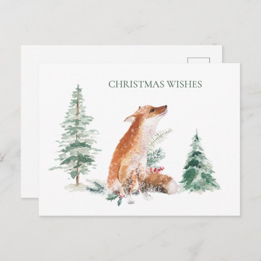 Woodland Winter Fox Pine Postcard Postkarte (Vorne/Hinten)