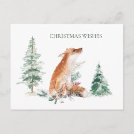 Woodland Winter Fox Pine Postcard Postkarte