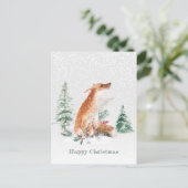 Woodland Winter Fox Pine Postcard Postkarte (Stehend Vorderseite)