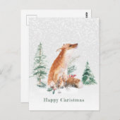 Woodland Winter Fox Pine Postcard Postkarte (Vorne/Hinten)