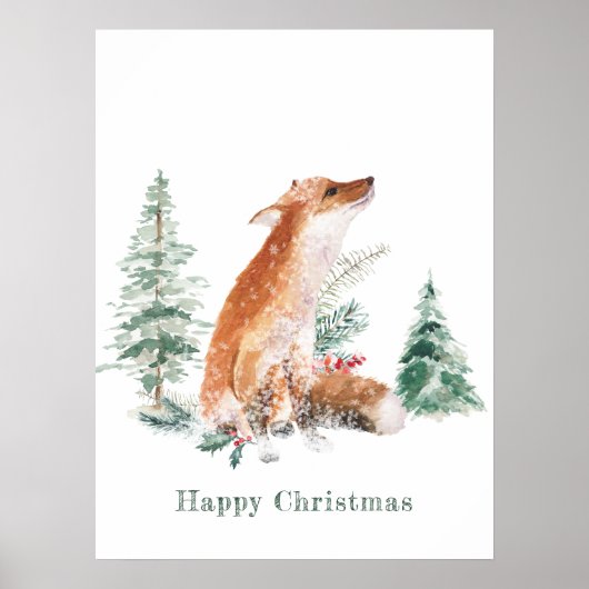 Woodland Winter Fox Pine Poster (Vorne)