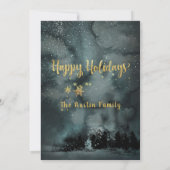 Woodland Winter Jingle Gold Feiertage Einladung (Rückseite)