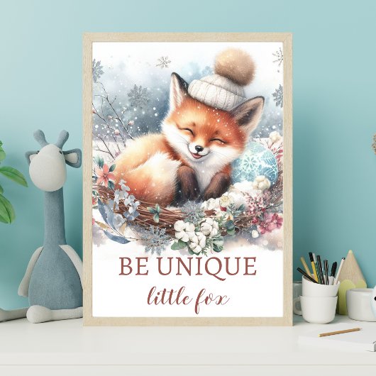 Woodland Winter niedlicher Fuchs Neugeborene Zimme Poster