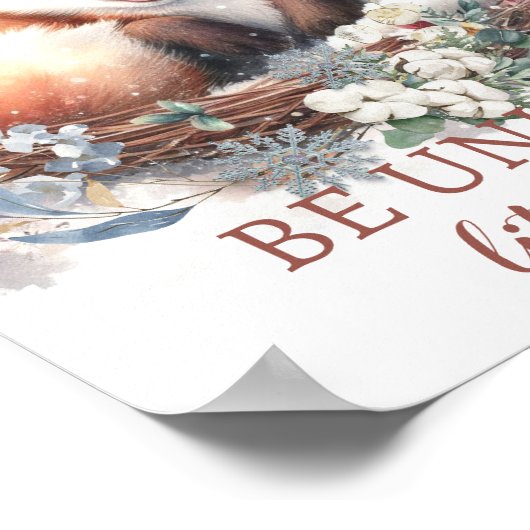 Woodland Winter niedlicher Fuchs Neugeborene Zimme Poster (Ecke)