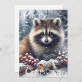 Woodland Winter Raccoon Weihnachten Wasserfarbe (Vorne/Hinten)