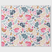 Woodland Winter Watercolor Fox Weihnachten Geschenkpapier (Flach)