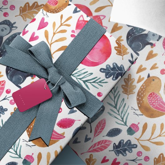 Woodland Winter Watercolor Fox Weihnachten Geschenkpapier