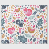 Woodland Winter Watercolor Fox Weihnachten Geschenkpapier (Flach)