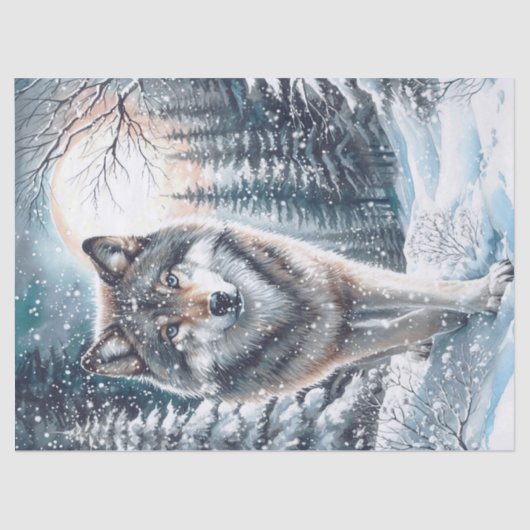 Woodland Winter Wolf Seidenpapier (Vorderseite)