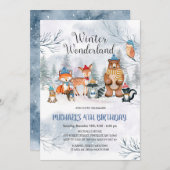 Woodland Winter Wonderland Birthday Boy Einladung (Vorne/Hinten)