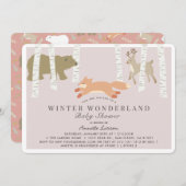 Woodland Winter Wonderland Pink Baby Dusche Einladung (Vorne/Hinten)