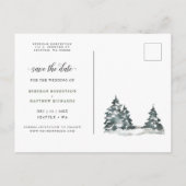 Woodland Winter Wonderland Postcard Save the Date Ankündigungspostkarte (Rückseite)