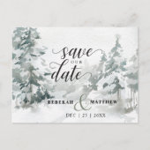 Woodland Winter Wonderland Postcard Save the Date Ankündigungspostkarte (Vorderseite)