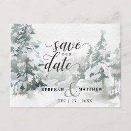 Woodland Winter Wonderland Postcard Save the Date Ankündigungspostkarte