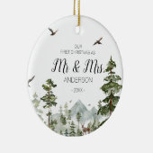 Woodland Winterwald als Mr. und Mrs. Keramik Ornament (Rechts)