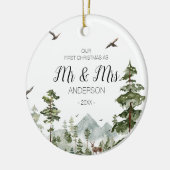 Woodland Winterwald als Mr. und Mrs. Keramik Ornament (Links)
