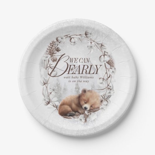 Woodland wir können frühzeitig abwarten Winter Bab Pappteller (Vorderseite)