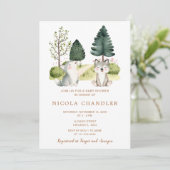 Woodland Wolf Babydusche Einladung (Stehend Vorderseite)