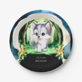 Woodland Wolf Birthday Pappteller (Vorderseite)
