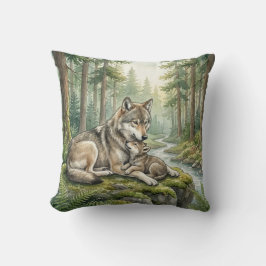 Woodland Wolf Family Kids Kissen