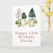 Woodland Wolf Geburtstagskarte Karte (Gelbe Blume)