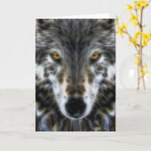 Woodland Wolf Inspirational Portrait Karte (Gelbe Blume)