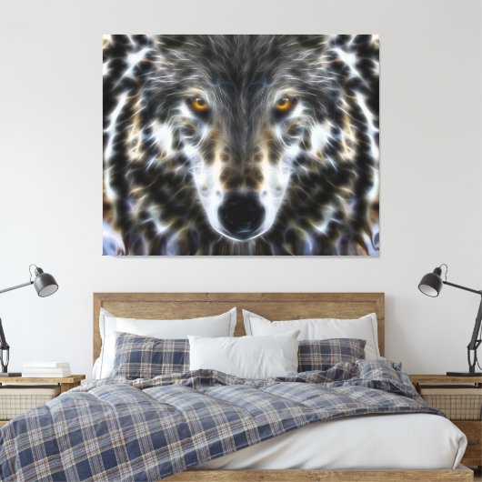 Woodland Wolf Inspirationsporträt Leinwanddruck (Insitu (Schlafzimmer))