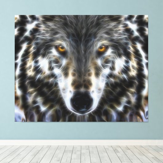 Woodland Wolf Inspirationsporträt Leinwanddruck (Insitu (Holzboden))