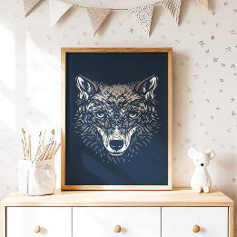 Woodland Wolf Nursery Wall Art Print Nursery Decor Poster