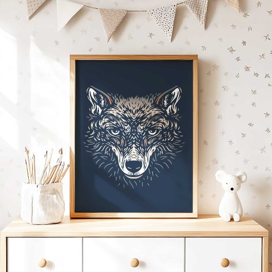 Woodland Wolf Nursery Wall Art Print Nursery Decor Poster